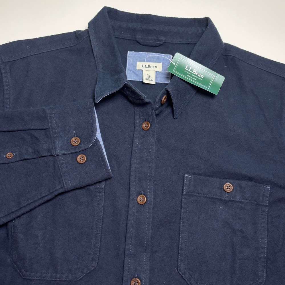 LL Bean Heritage Chamois Flannel Shirt NEW Womens XL Blue Long Sleeve Button Up